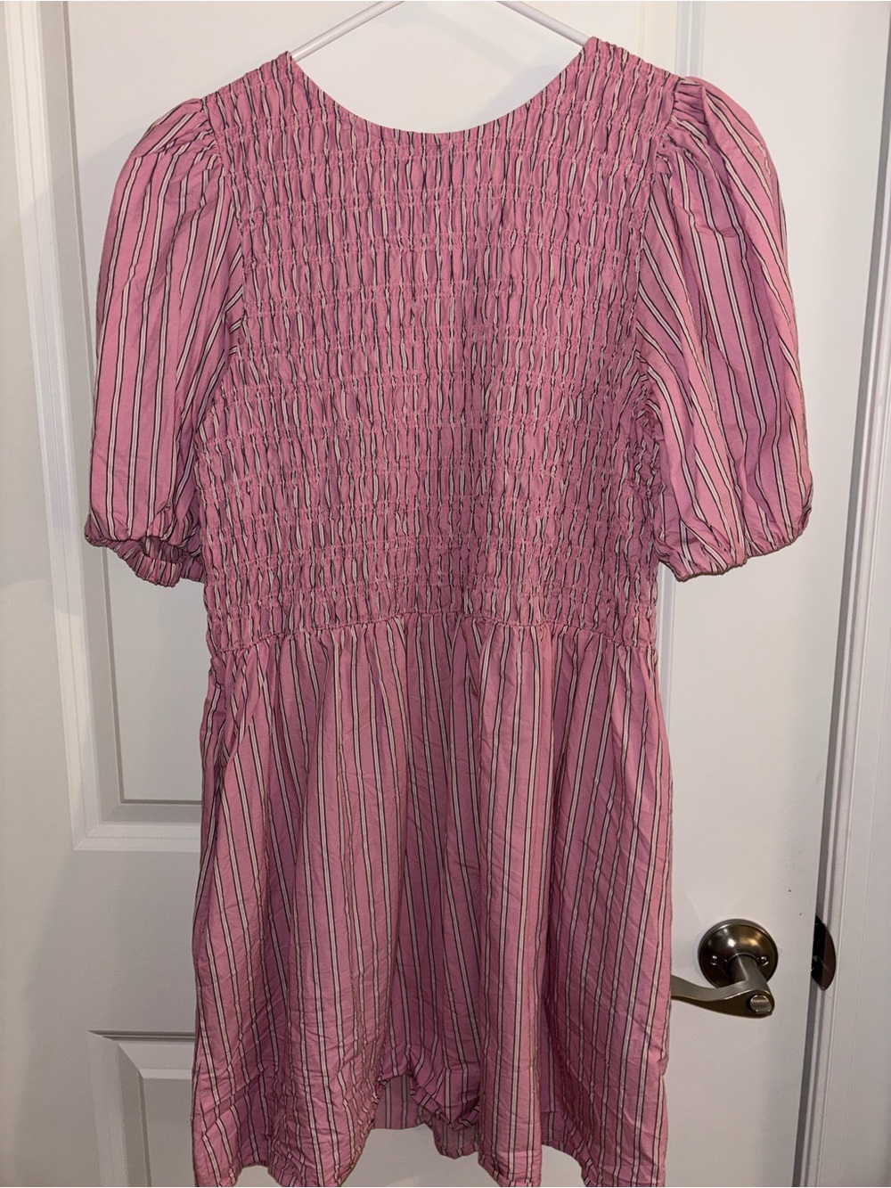 Old Navy Pink Smocked Puff Sleeve Dress